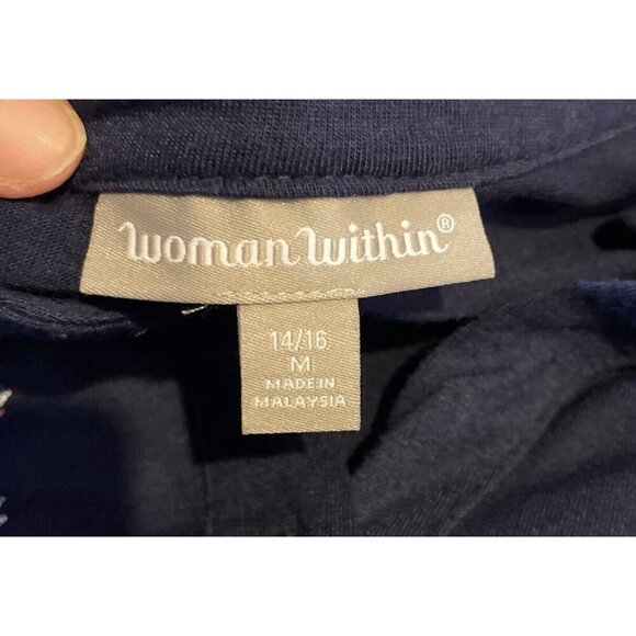 Woman Within Medium 14/16 Maxi Dress Blue Embroidered Floral Boho Cottage Travel - Picture 7 of 10